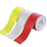 3 Rollen Reflektierendes Klebeband, 2.5cmx3m Reflektorband Selbstklebend, Zuschneidbar Reflektor Aufkleber, Rot Gelb Weiß Starke Reflektion, Wasserdichtes Reflektor Tape für Mensch, Fahrzeuge