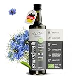 Schwarzkümmelöl bio kaltgepresst, 500 ml, naturrein, 460 mg/kg Thymochinon-Gehalt, Nigella Sativa, Ägyptisches Schwarzkümmelöl, Black Seed Oil