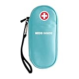 Klyrith EpiPen Medical Tasche, isolierte Notfalltasche für Medikamente, Tragbare Tragetasche Organizer für 2 EpiPens, Asthma-Inhalator, Antihistaminikum, Auvi-Q und andere Allergiemedizin, Hellblau