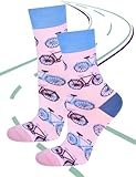 soxo Lustige Socken Damen Bunte Damensocken Lange Baumwollsocken Bunt Socks Women 35-40 Fahrräder