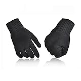 BAFEIYA Schnittfeste Handschuhe, 1 Paar, schwarz, Selbstverteidigungshandschuhe, Stahldraht-Metallgewebehandschuhe, verschleißfeste Arbeitshandschuhe, Sicherheitsschutz