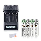 Mspalocell 1300mWh 1,5V Lithium Akku AAA wiederaufladbar mit Ladegerät, 1,2V NI-MH/1,5v Lithium AAA Akku Schnell Ladegerät, Built-in USB Cable LCD Intelligent Ladegerät, 8 Stück Akku Batterien AAA