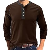 Poloshirt Herren Workout Komfortabel All-Match Elastizität Basic Hemd Herren Klassisch Trend Casual T-Shirt Herren Lose Einfarbig Revers Longsleeve Hemd Herren G-Coffee M