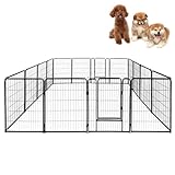 SUBTLETY 16-teilig Hundelaufställe Set mit Türen & Erdanker Freilaufgehege Kaninchen Hundezaun Welpenauslauf Faltbare Tierlaufstall Wetterfest Welpenzaun Tragbare Welpenlaufstall für Garten Camping