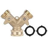 BaxnoreGartenschlauchsplitter, alle Messingschläuche, NPT 3/4 Fadenschlauchsplitter mit Dichtung, schwere 2 -Wege -Schlauchsplitter für Gartenrasen im Freien, Rasenpflege im Freien