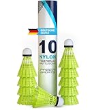 PHIBER-SPORTS Federbälle Badminton Bälle - Perfekte Spieleigenschaften - Ideal für Anfänger, Familien und Profis - Federball Bälle Speed - Für draußen & drinnen - Gelb [10 Stück]