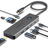 USB C HUB, 8-in-1 USB C HDMI HUB mit 2*USB-A 3.0, 2*USB-C 3.0-Daten Port, 4K HDMI, PD 100W, SD/TF, Kartenleser, USB C Docking Station für MacBook Air/Pro, iPad, Galaxy S24, Windows, Switch (Grau)