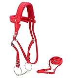 AKLOSIPY Rotes Pferdezaumzeug mit Weichem Kissen und Abnehmbarer Trense für Komfort und Haltbarkeit