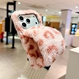 Nadoli Faux Hase Pelz Hülle für Samsung Galaxy A20e,Kaninchen Haare Case Warme Flauschige Plüsch Schutzhülle Handschuh Typ Halter Schale Tasche Soft Bunny Cover
