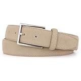 JasGood Wildleder Gürtel für Herren Business Ledergürtel 33mm Breit Freizeitgürtel Formelle Anzuggürtel Herrengürtel für Männer Jeans Hosen,Beige,120cm