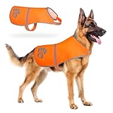 SiKiWagz Sicherheitsweste für Hunde mit reflektierenden Streifen, strapazierfähiges Nylon, leicht anzubringendes Klettverschluss-Design, für alle Hundegrößen XS-XL, Orange (Größe XL)