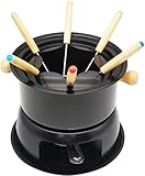 Dyqyym Fondue-Set - Schokoladenfondue-Maker Set mit 6 Gabeln - Multifunktionales Eiscreme-Hotpot Schmelztopf Fondue-Set - Hervorragend für Käse/Schokolade/Fleischfondue - Schwarz (Schwarz)