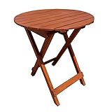 Spetebo Eukalyptus Gartentisch rund - 50x45 cm - Holz Biergartentisch Balkon Tisch Klapptisch Bistrotisch