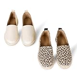 Amazon Essentials Damen Flache Espadrille, 2er-Pack, Gold Leopardenmuster, 42 EU