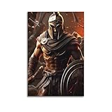 XYSXMY Retro-Poster mit spartanischem Krieger, hübscher und wilder spartanischer Krieger, der kämpft, dekoratives Gemälde, Leinwand, Wandposter und moderne Familienschlafzimmer-Dekoration, 40 x 60 cm