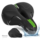 OSIGEI Fahrradsattel Bequem Weich Memory Foam Fahrrad Sattel Ergonomisch Fahrradzubehör Breit Fahrrad Sattel für Stadtfahrten, City MTB Fahrradsitz mit Werkzeug (Grün)