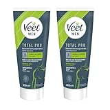 Veet Men Haarentfernungscreme für Oberkörper & Beine - Enthaarungscreme für Männer, Haarentfernung in 5-10 Minuten - 2x200 ml Tube & Spatel