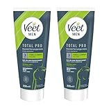 Veet Men Haarentfernungscreme für Oberkörper & Beine - Enthaarungscreme für Männer, Haarentfernung in 5-10 Minuten - 2 x 200 ml Tube & Spatel