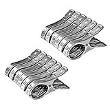 Vicloon 12 Stück Edelstahl Strandtuch Clips Große Wäscheklammern, für Tägliche Wäsche, Strandtuch, Badetuch, Bettwäsche und Dicke Kleidung (12Pcs)