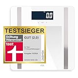 ADE Digitale Körperfettwaage Ines bis 200 kg | Personenwaage mit Körperfettanalyse, BMI, Muskelmasse, Körperwasser, Gewicht, BMR | Körperwaage mit Benutzererkennung | weiß