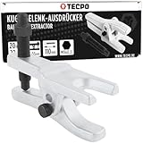 TECPO Kugelgelenk-Ausdrücker Satz, Traggelenk Abzieher, Spezialwerkzeug, Maulöffnungen SW 20 22 mm, Spannbereich 35-55 mm, Abdrückspindel mit Kugel, Antrieb SW 21 mm, geschmiedet & matt verchromt
