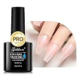 Gelike ec Nagelkleber Für Kunstnägel,6 in 1Sheer Baby Pink Extra Stark Nail Glue Für Press On Nail Glue Gel For Nail Tips Nagelkleber Gel Für Fake Nail-Brauchen Ausharten Unter UV Nagellampe 8ML-11544