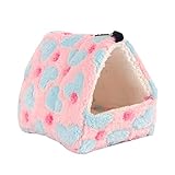 BUUNHI Hundebett Winter 2 in 1 Katzenbett rund warmes Haustierbett Haus Hamsterbett Warmer Schlafsack Sofakissen Nest Hundematte (Color : PK, Size : XS)