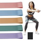 Fitnessbänder 5er Set, Potok Widerstandsbänder in 5 Stärke, Naturlatex Fitnessband Gymnastikband Resistance Bands mit Tragebeutel für Muskelaufbau Pilates Yoga