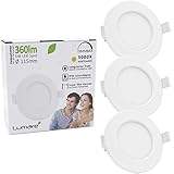 Lumare LED Einbaustrahler Dimmbar 6W | IP44 Schutz | Ultraflach 26mm | Wohnzimmer Badezimmer | Einbauleuchten Rund | Slim Decken Spot warmweiß 3K | LED Flach - 3er Set