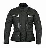 FREEDAY Wasserdichte Motorradjacke für Damen, aus Textil mit Protektoren, Arrona, zugelassen, Schwarz, XL