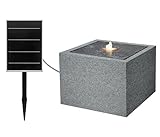 Dehner Solarbrunnen Biala, Solarbrunnen frostbeständig, Brunnen für Außen, mit LED Beleuchtung, ca. 32.5 x 44 x 44 cm, Polyethylen, grau