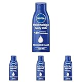 NIVEA Reichhaltige Body Milk (400 ml), intensiv pflegende Körpercreme mit Mandelöl natürlichen Ursprungs, Lotion mit Tiefenpflege Serum und Vitamin E (Packung mit 4)