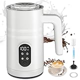 Milchaufschäumer Elektrisch, 5 in 1 Milchschäumer Induktion (350ml) - Elektrischer Milchwärmer für Cappuccino, Milchkaffee, heiße Schokolade & kalte Milchschäume, Milk Frother (weiß)