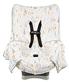 Niko Easy-Wash Children's Car Seat Cover & Liner – 100% Baumwoll-Jersey – Eulencreme/Mehrfarbig – passend für die meisten Kleinkinderautositze – universelle Passform – wasserdichte Sitzunterseite –