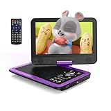 YOTON 12,5' Tragbarer DVD-Player mit 10,5' HD-Schwenkbildschirm, ideal fürs Auto, inkl. Autoladegerät, Memory-Playback-Funktion und 4-6 Stunden Akkulaufzeit Lila [Kein Blu-ray-Support]