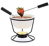 SUMNACON Keramike Schokofondue-Topf-Set mit 2 Gabeln Schoko Fondueset Käsefondue für Schokolade Käse Fondue Familienessen Nachtisch Picknicks Geburtstagsfeiern Urlaubsfeiern