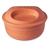 Römertopf Multibräter rund aus Naturton, Keramik Bräter für bis zu 4 Personen, 2 Liter Volumen, Ø 22,5 cm, Höhe 16,5 cm, fettfrei garen im Ofen, ideal für Brot, Aufläufe, Braten und kalorienarme Küche