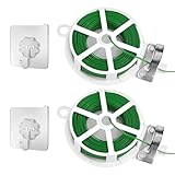 100M Pflanzendraht Bindedraht, Weich Blumendraht, Gartendraht Grün mit 2 Haken, Draht Garten Pflanzdraht mit Cutter, Pflanzen Schnur für Weinreben, Blumen, Klettern, Sträucher