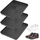 Zosenyer 3 Set Schuhablage Schuhabtropfschale, 35 x 27,5 x 3 cm Schuhmatte Abtropfmatte mit Erhöhtem Rand, Napfunterlage Untersetzer Blumentopf für Schuhe, Regen, Katzen, Hund, Innen, Garten