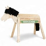 Dein Holzpferd Mia Natur 100cm für draußen Reitpferd Garten Voltigierbock für Kinder, Stehpferd groß, Gartenpferd hangefertigt aus Deutschland, Voltigierpferd Holzpony mit Mähne