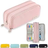 X SIM FITNESSX Federmäppchen Federtaschen Teenager Mädchen Mäppchen Etui Stifte 3 Fach, Große Kapazität Pencil Case für Schule & Büro (Pink)