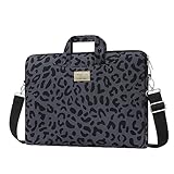 MOSISO Laptop Schultertasche Kompatibel mit MacBook Air 15 Zoll M2 A2941 2023/Pro 16 2023-2019 M2 A2780 M1 A2485 A2141/Pro 15 A1398,15-15,6 Zoll Notebook,Leopardenkorn Hülle Sleeve mit Gürtel