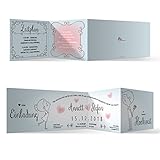 Personalisierte Hochzeit Einladungskarten 10 bis 100 Stück Hochzeitseinladungen Hochzeitskarten - Küssendes Paar Motiv, DIN A6 Zickzackfalz Klappkarten mit eigenem Text 300g/qm Kartonpapier