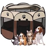 Faltbarer Laufstall für Haustiere, tragbar, weiches Pop-Up-Design für Hunde, Katzen und Kätzchen, atmungsaktiver Netzstoffkäfig, leicht, für den Innen- und Außenbereich