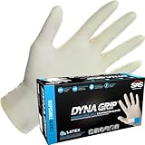 Dyna Grip 650-1001 Einweghandschuhe, puderfrei, Premium-Latex, 10 Boxen/100 Handschuhe, insgesamt 1000 Handschuhe, 7 mm, klein, strukturierter Griff, Perlenmanschette, Einmalgebrauch