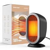 Mini Keramik Heizlüfter Elektroheizung für Räume und Badezimmer, 2 Heizstufen 800W-1200W,Energieeinsparung,Zusatzheizung mit Überhitzungsschutz, Elektrischer Mini-Heizkörper für Schlafzimmer schwarz