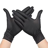 PBHOVIITG 20/50/100PCS Schwarze Nitrilhandschuhe Einweg-Rutschfeste Gartenarbeit mit strukturiertem Griff Arbeitsreinigung Protictive(Black 20PCS,M)