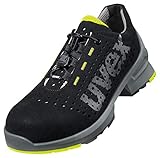 Uvex 1 gelochter Halbschuh, Sicherheitsschuhe S1 SRC, Arbeitsschuhe für Damen & Herren, Schwarz/Lime, Größe 43