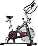 Heimtrainer, stationäre Fahrräder, Widerstands-Indoor-Studio-Cardio-Workout-Fahrrad mit LCD-Monitor/Flaschenhalter/bequemes Sitzkissen, geräuschloser Riemenantrieb, schwe