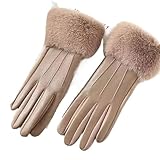 WUYXTO Winter-Damen-PU-Lederhandschuhe, Plüsch-Vollfingerhandschuhe Für Herren Damen(Color3)